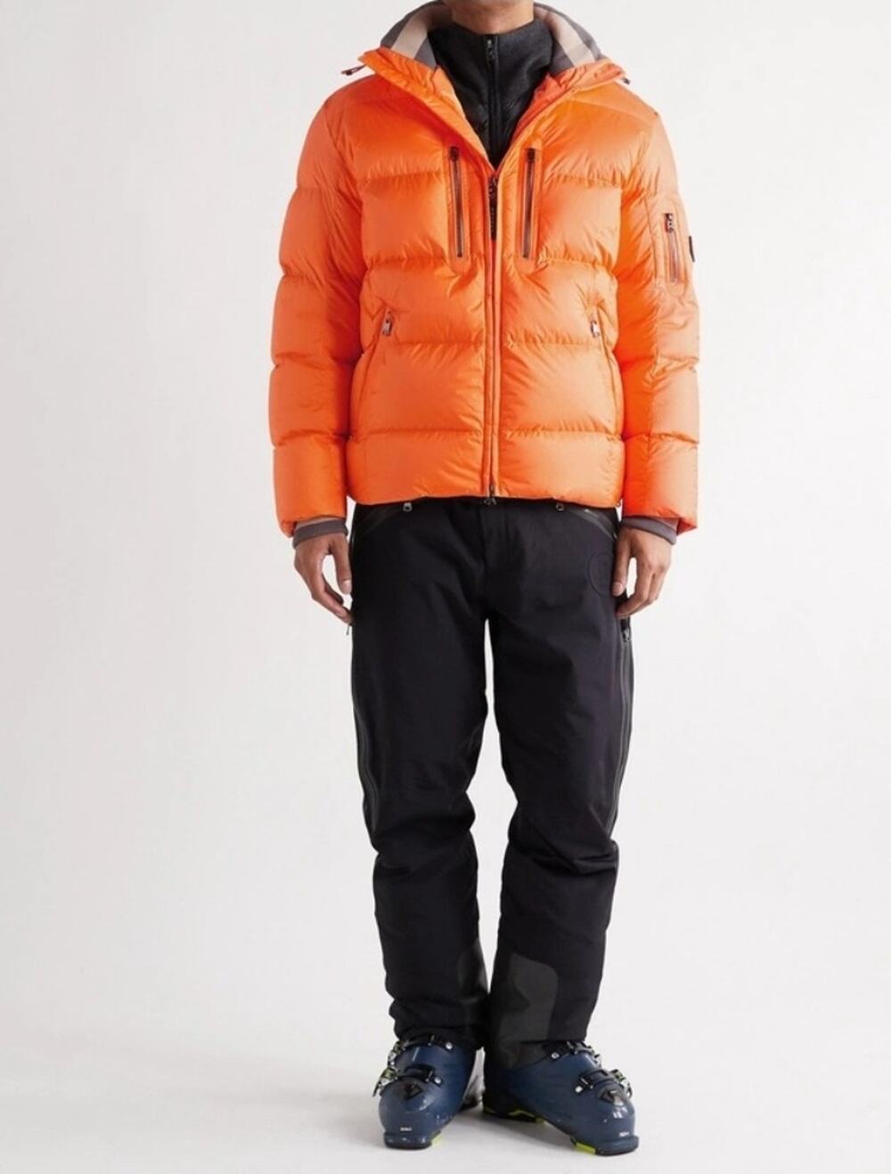 $1550 Bogner - Gian-D Quilted Ripstop Down Hooded Ski Jacket - Orange US 44 XL